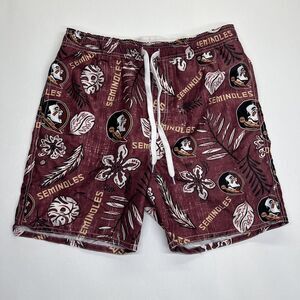 NEW MD Wes & Willy Garnet Florida State Seminoles Floral Volley Swim Trunks